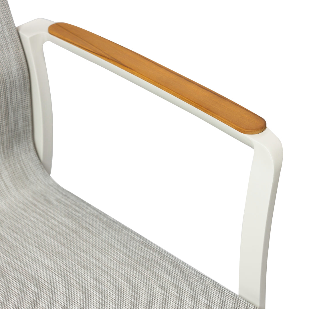 Smart Carver Chair White | Charcoal | Aluminium & Teak arm