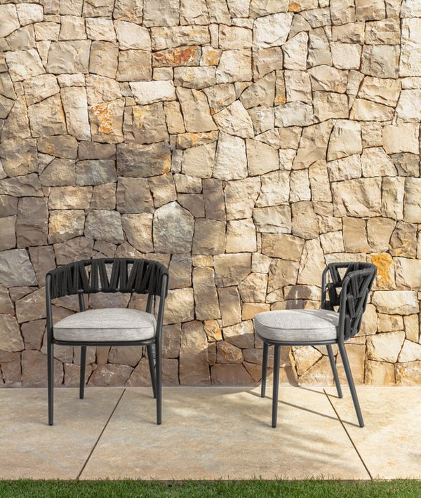 Swipe 7 Pc Outdoor Dining Setting | Graphite Rope