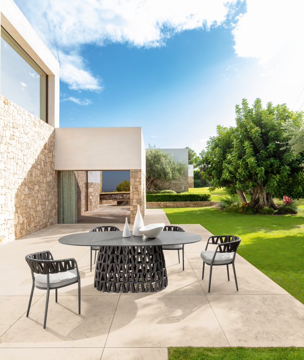 Swipe 7 Pc Outdoor Dining Setting | Graphite Rope