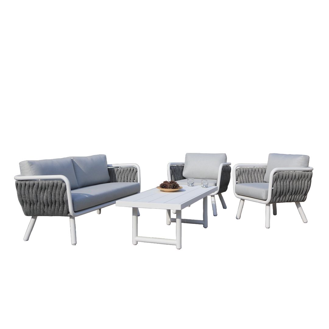Volta V3 4 Pc Outdoor Lounge Setting White | Charcoal