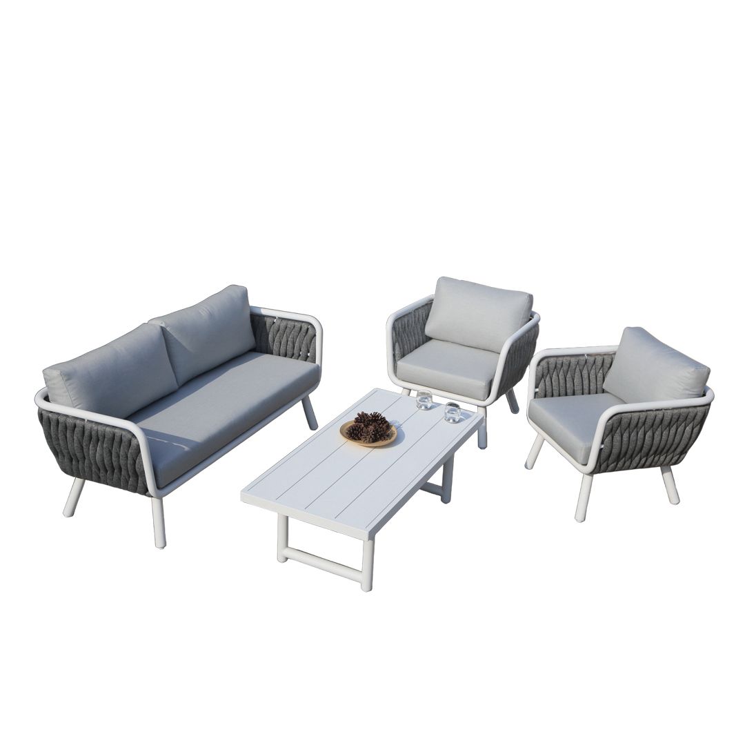Volta V3 4 Pc Outdoor Lounge Setting White | Charcoal