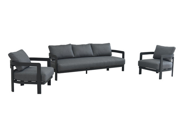 Volvo 3 Pc Outdoor Lounge Setting | Charcoal Aluminium