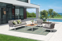 Jazz 4 Pc Outdoor Lounge Setting | Charcoal Rope & White Aluminium