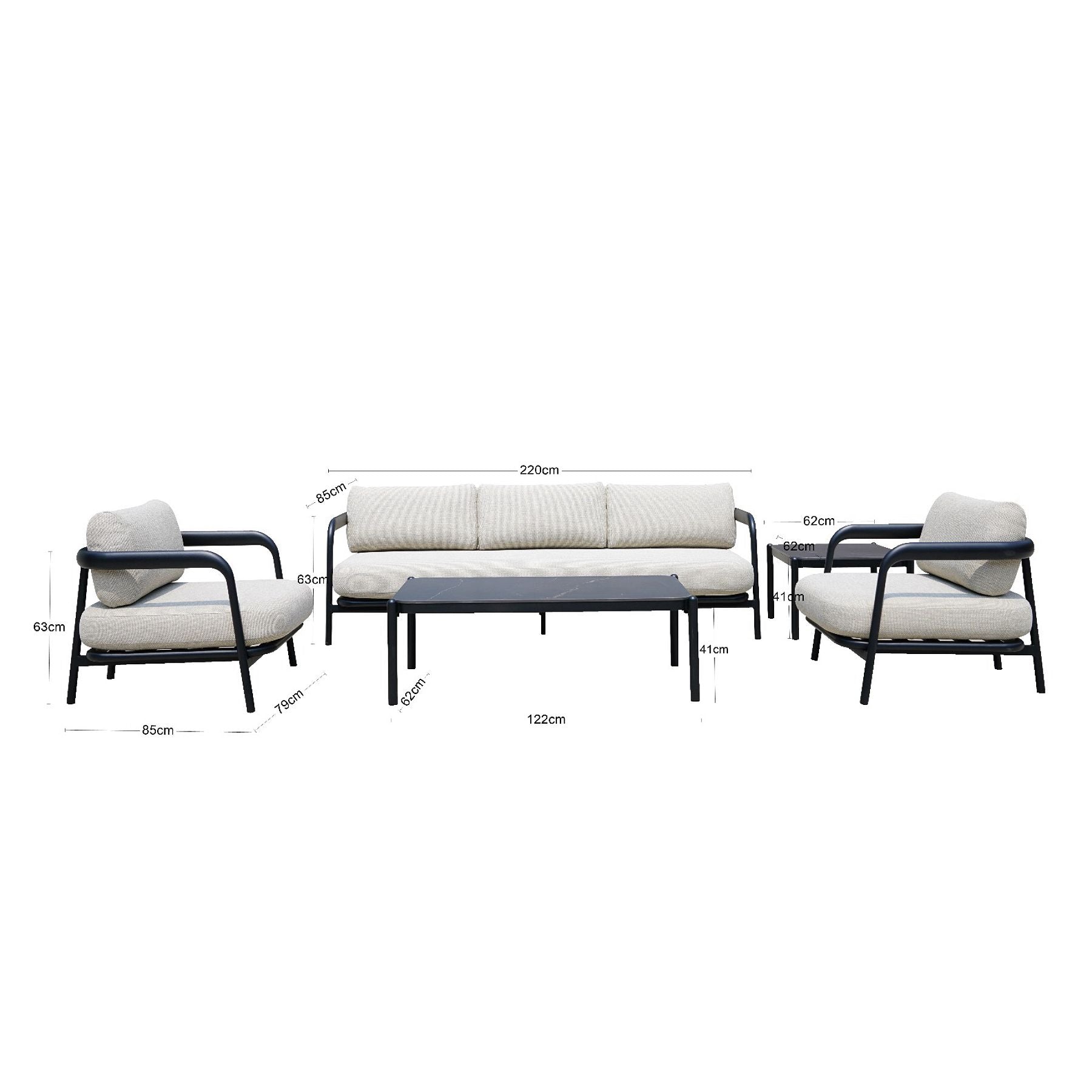 Diamond 5 Pc Outdoor Lounge Setting - Black