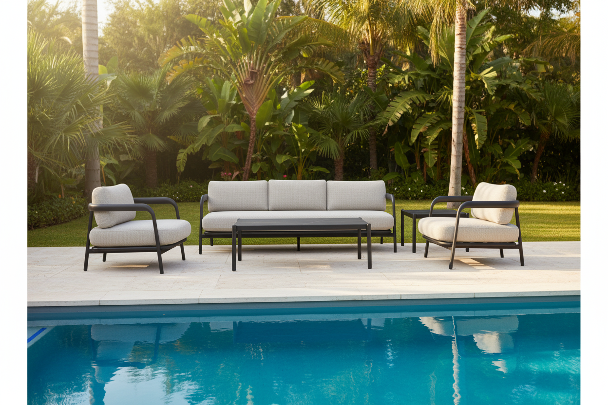 Diamond 4 Pc Outdoor Lounge Setting - Black