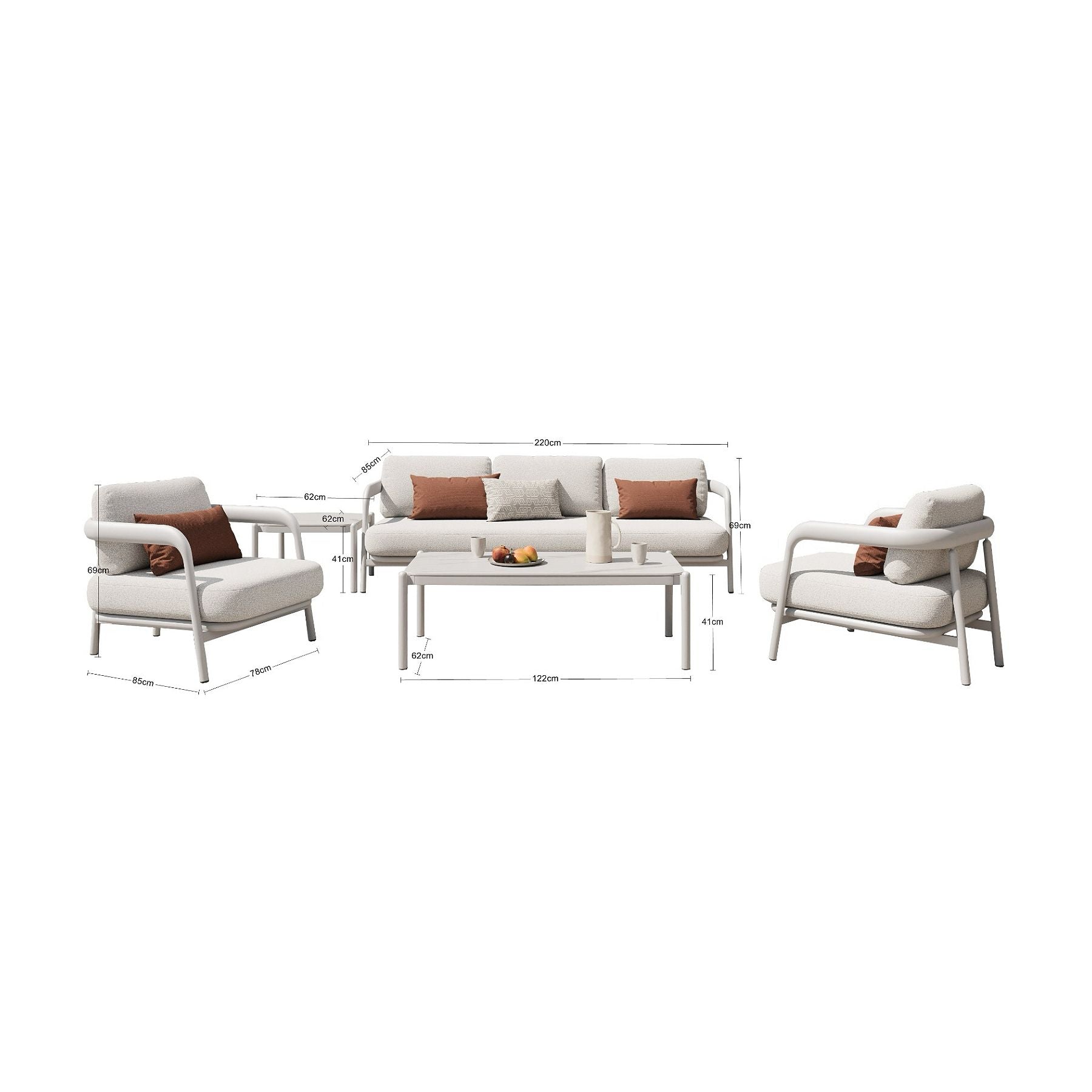 Diamond 5 Pc Outdoor Lounge Setting - White