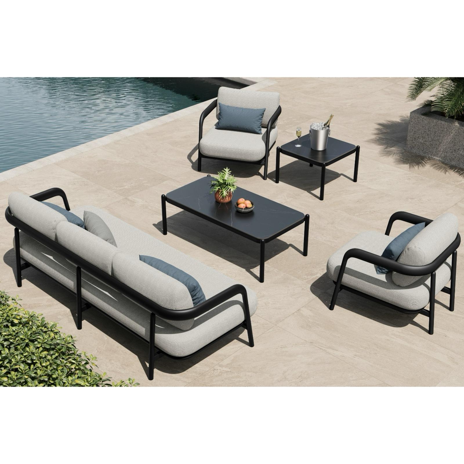 Diamond 5 Pc Outdoor Lounge Setting - Black