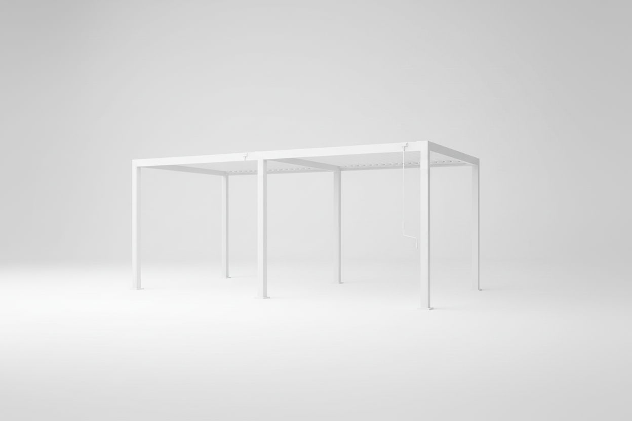 Modern black metal dining table on a white background
