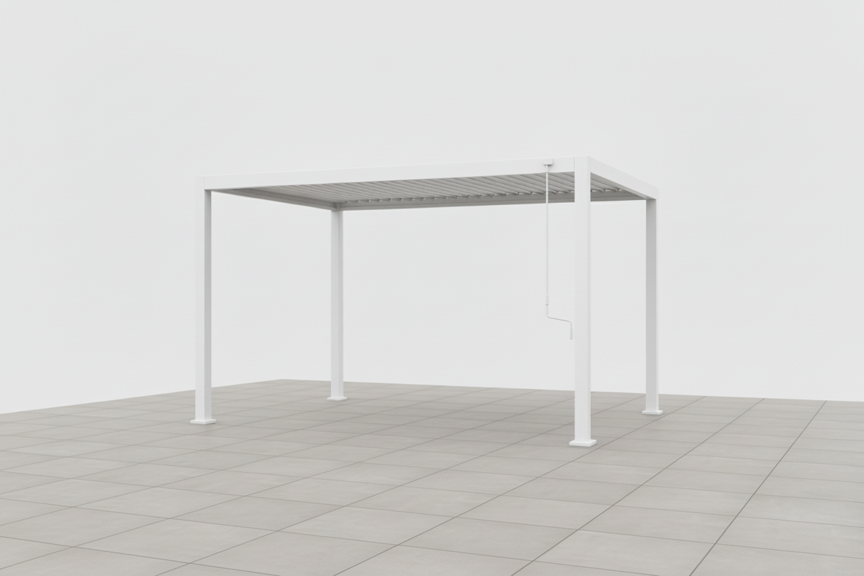 Black metal dining table on a white background
