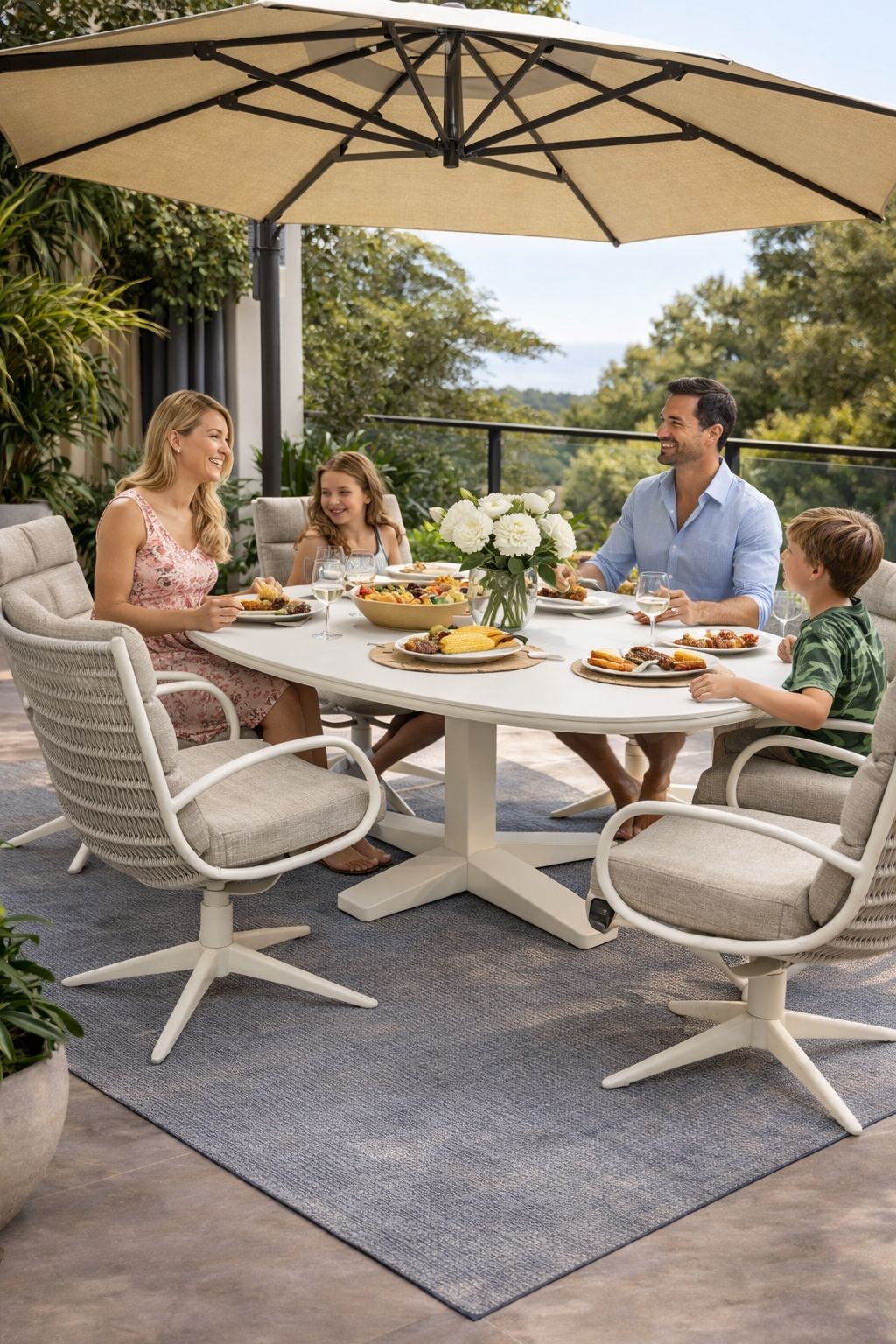 AB Anz Dining Table(220x110cm) 7pc Kit/Set Oyster