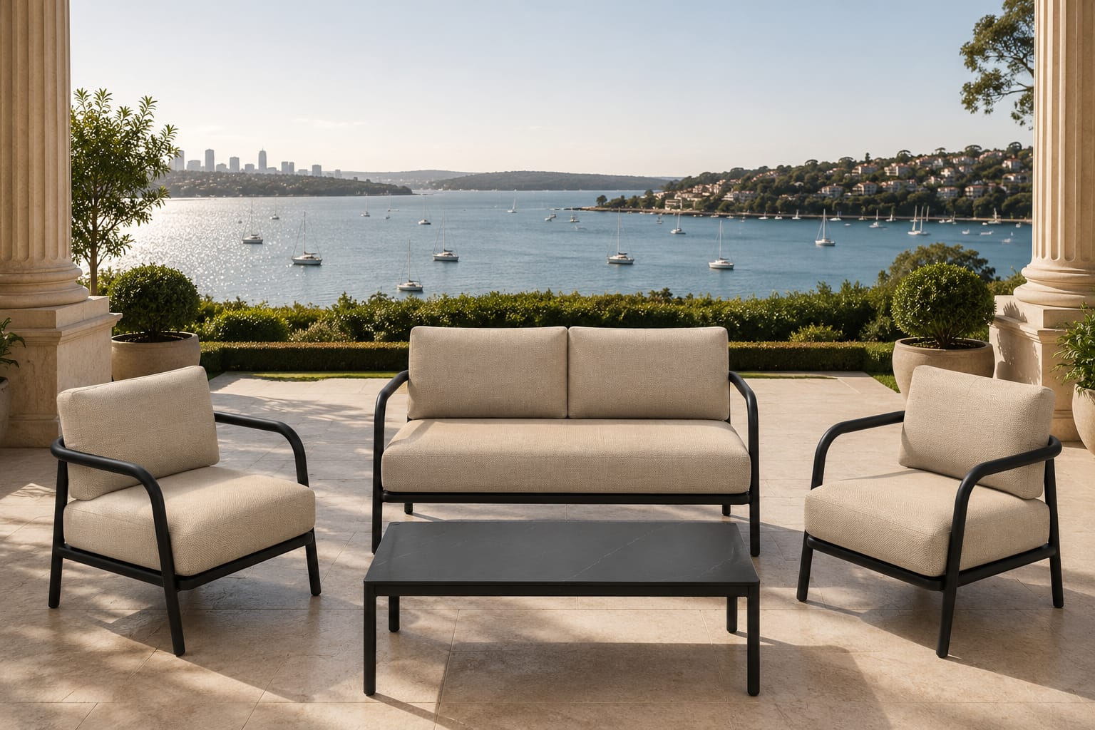 Diamond 4 Pc Outdoor Lounge Setting - Black