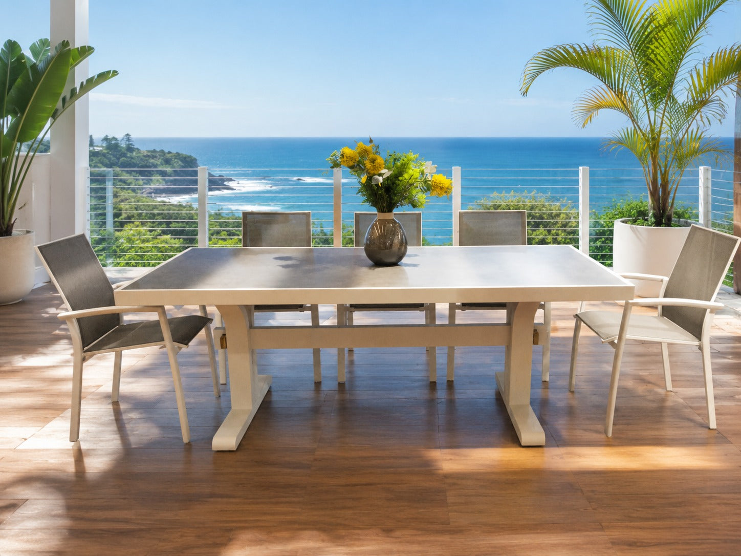 Harbour Bridge Fixed Dining Table with Borba Chairs 7PC Kit/Set