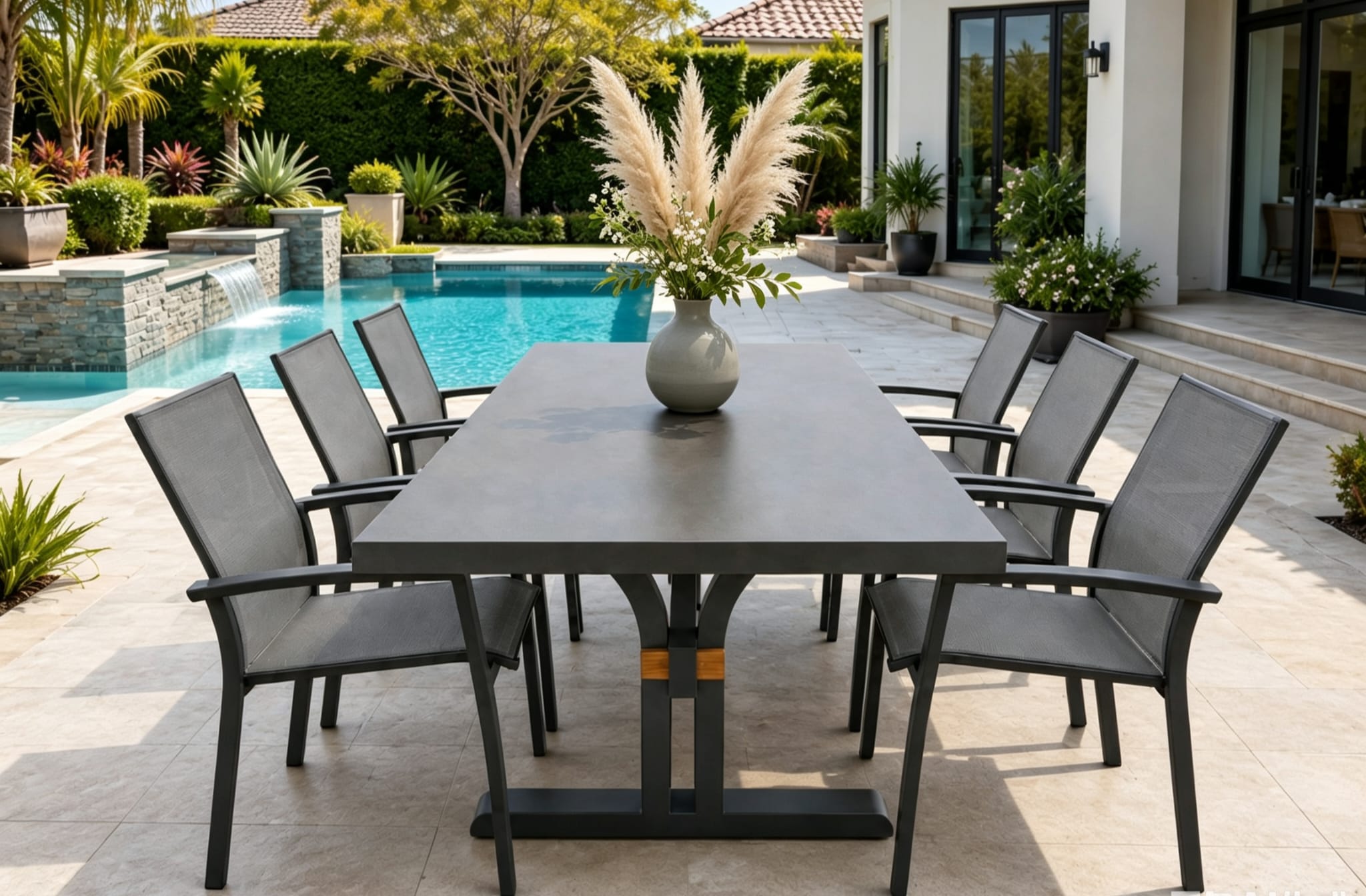 Harbour Bridge Fixed Dining Table with Borba Chairs 7PC Kit/Set
