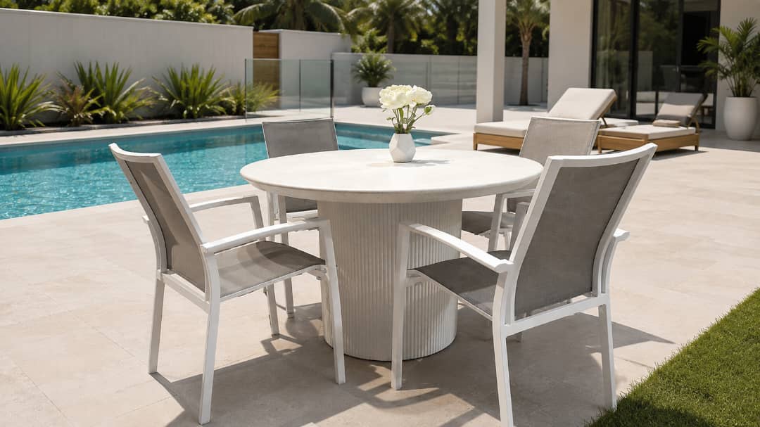 Palma Dining 5pc Kit/Set with Borba Carver Chair - White