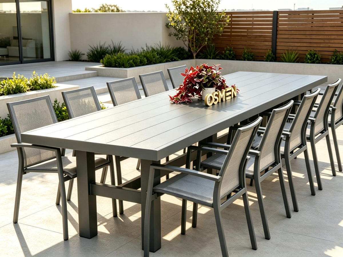 Auburn Dining Table 350cm With Borba Carver Chairs 11pc Dining Kit/Set