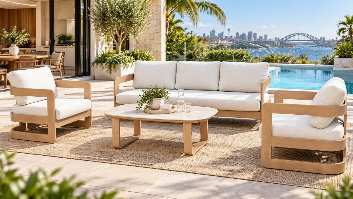 Monago Alum Powder coating LoungeHG-S2726P)4PC Kit/Set(1+1+3+COF) - Ivory