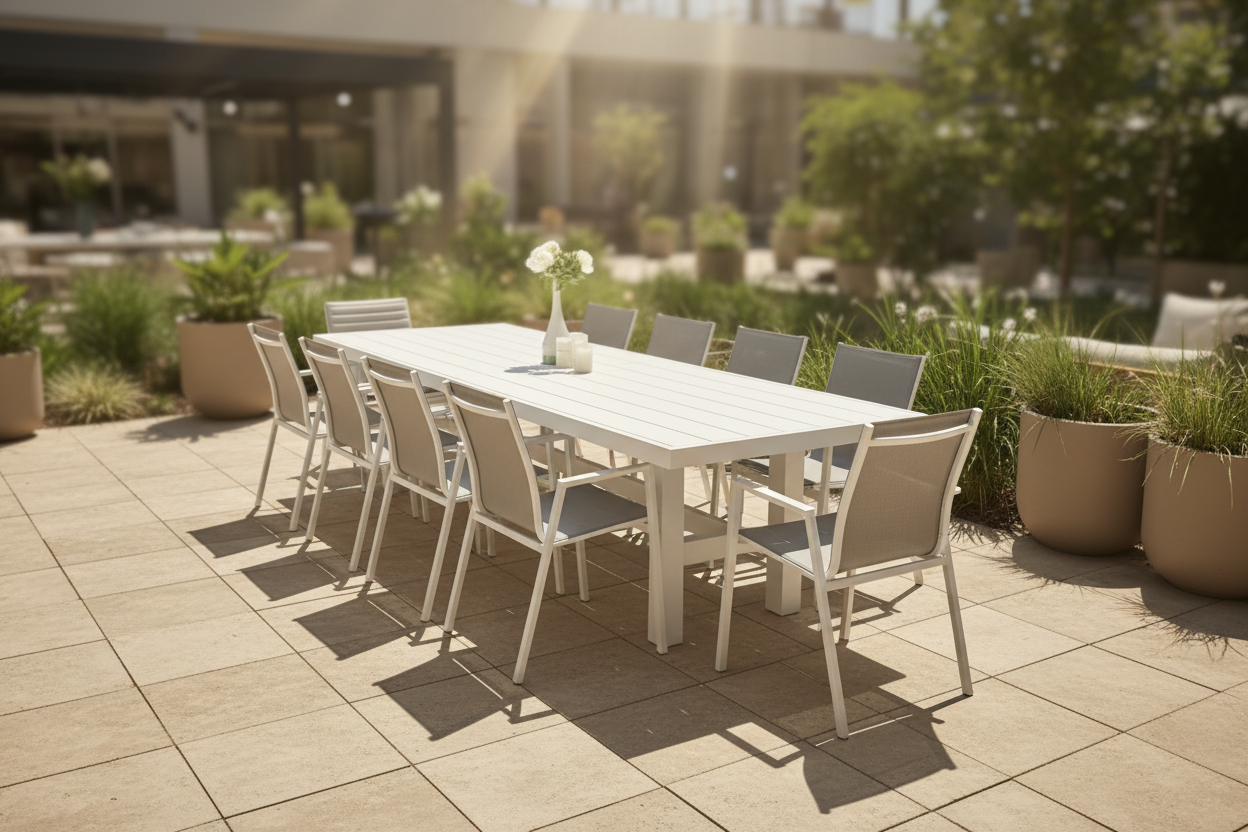 Auburn Dining Table 350cm | White Aluminium