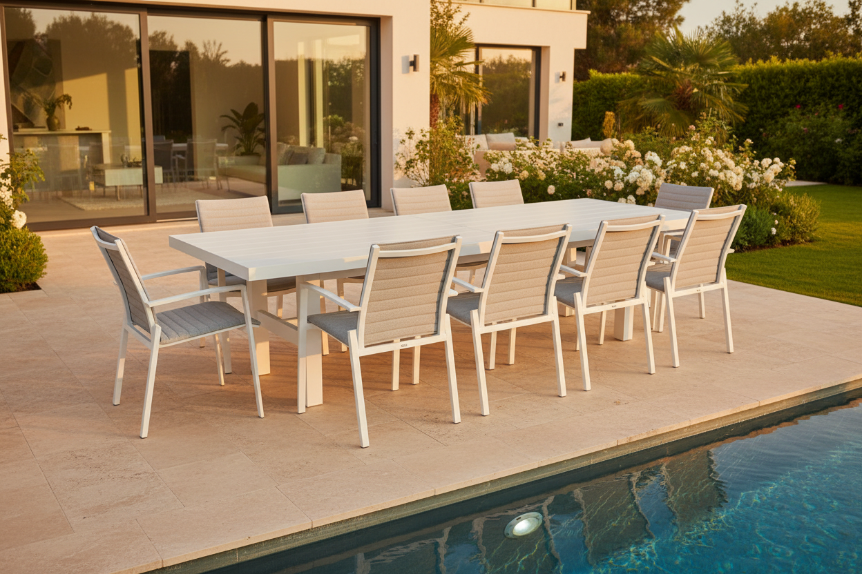 Auburn Dining Table 350cm | White Aluminium