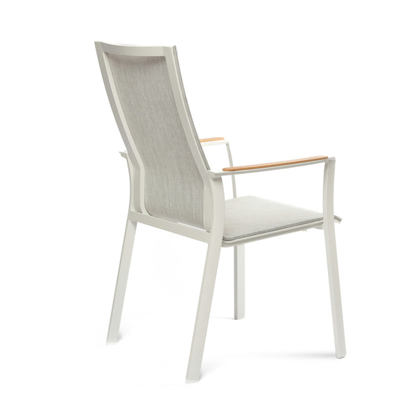 Smart Carver Chair | White Aluminium & Teak arm