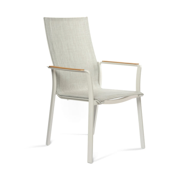 Smart Carver Chair | White Aluminium & Teak arm