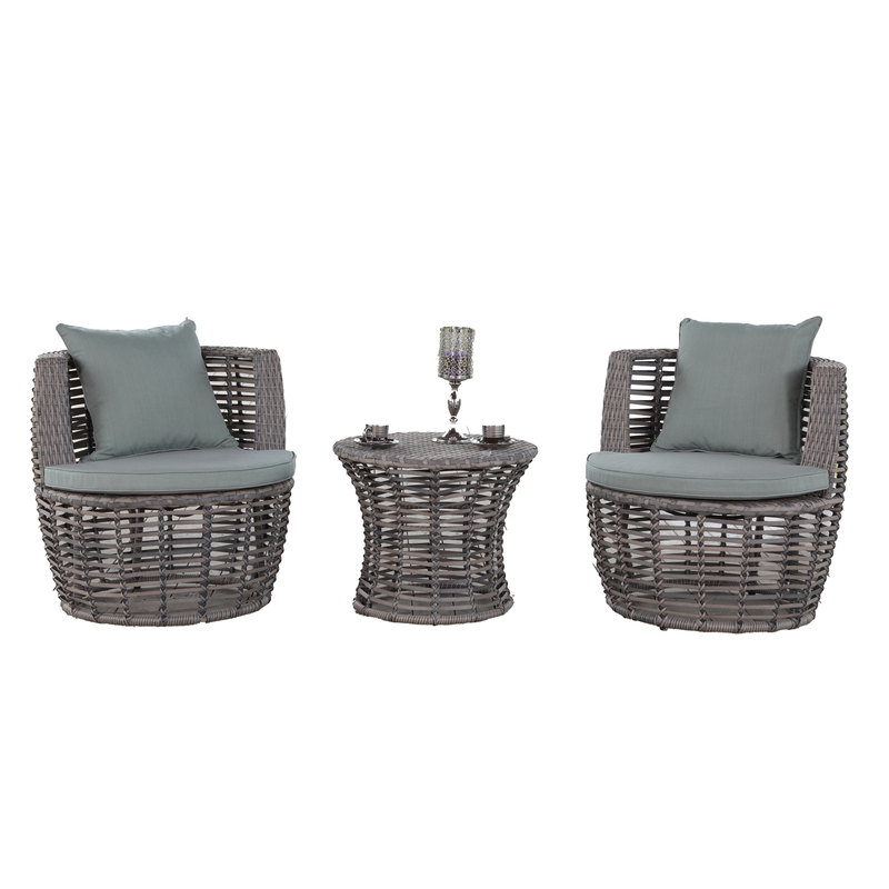 Zenica 3 Pc Outdoor Balcony Setting Textured Grey