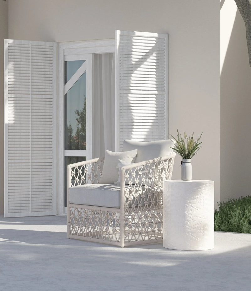 Amelia Outdoor Lounge Setting | White Aluminium & Rope