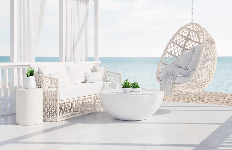 Amelia Outdoor Lounge Setting | White Aluminium & Rope