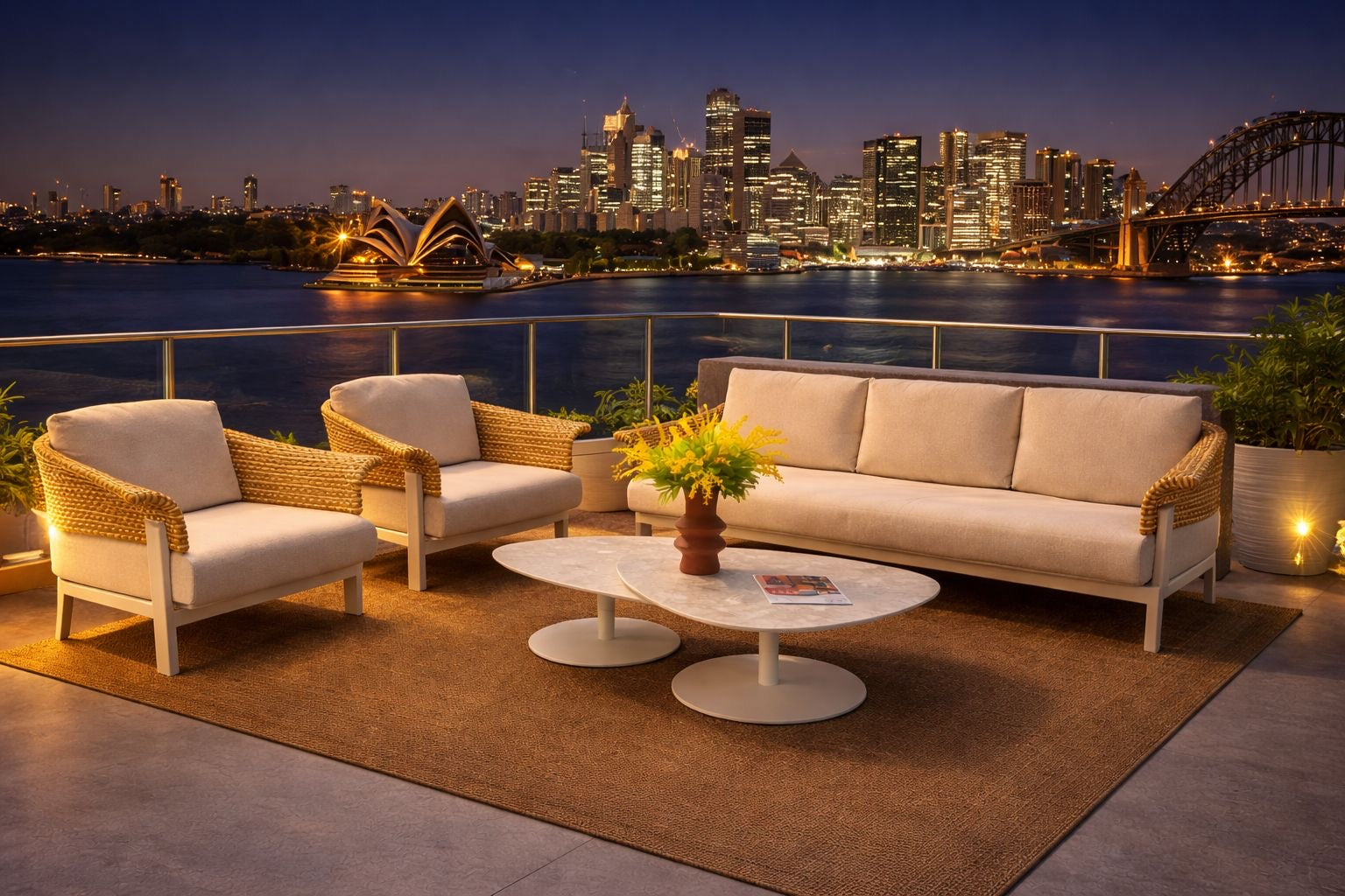 Gold  Shell 5 Pieces Outdoor Lounge Setting