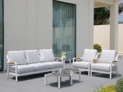 Cambridge 6 Pieces | Outdoor Lounge Setting | White Aluminium