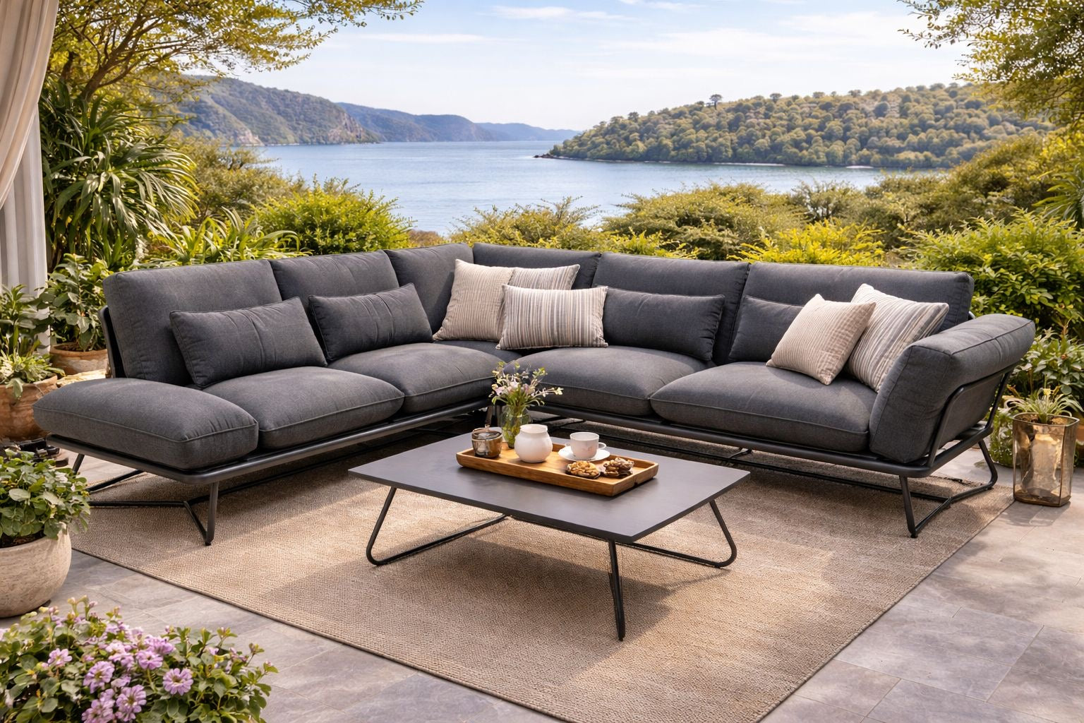 Porsche 5 Pieces Modular | Outdoor Modular Setting | Aluminium & Sunbrella