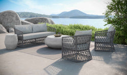 Amelia Outdoor Lounge Setting | Charcoal Aluminium & Rope