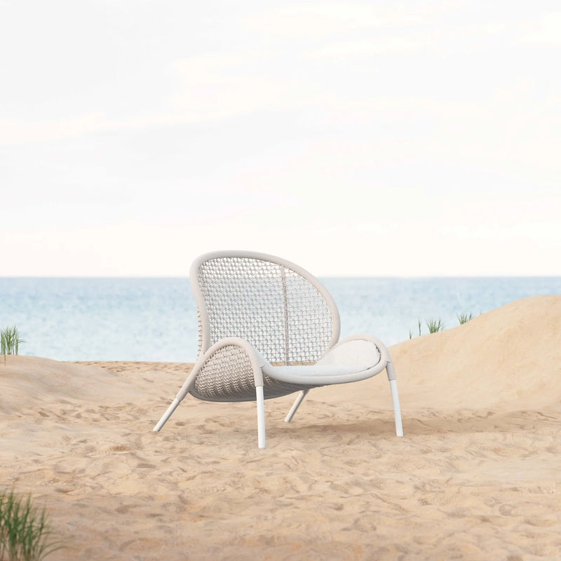 Dune Single Sofa Chair | White Aluminium & Rope