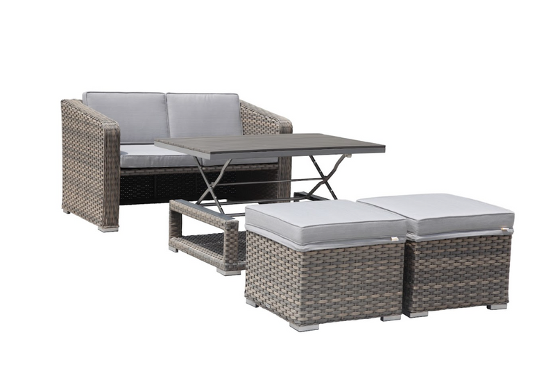 Laval 4 Pcs Outdoor Lounge Setting White| Texture grey