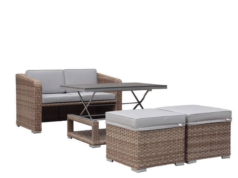 Laval 4 Pcs Outdoor Lounge Setting White| Texture grey