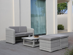 Laval 4 Pcs Outdoor Lounge Setting White| Texture grey