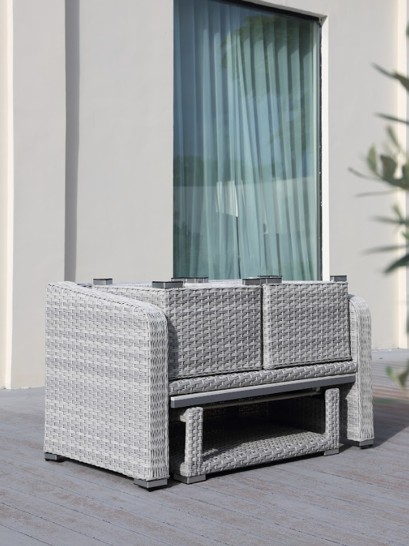 Laval 4 Pcs Outdoor Lounge Setting White| Texture grey