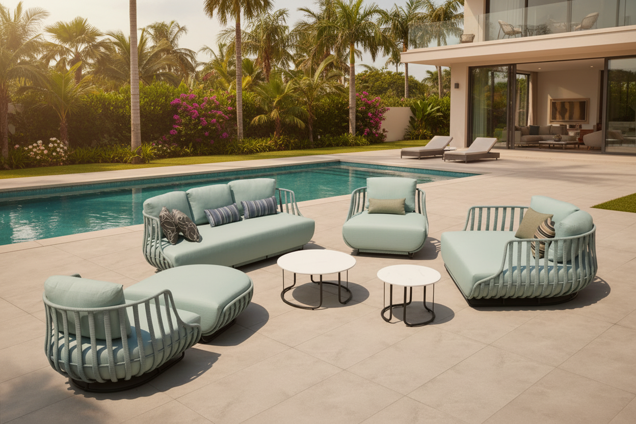 Louis 6 PC Lounge Kit/Set - Charcoal | Blue