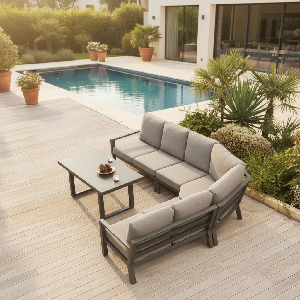 Madrid V3 5 Pc Outdoor Modular Setting White | Charcoal