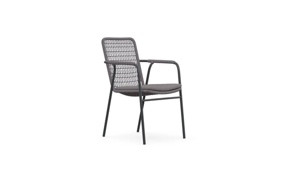 Milos Stackable Carver Chair | Aluminium & Rope