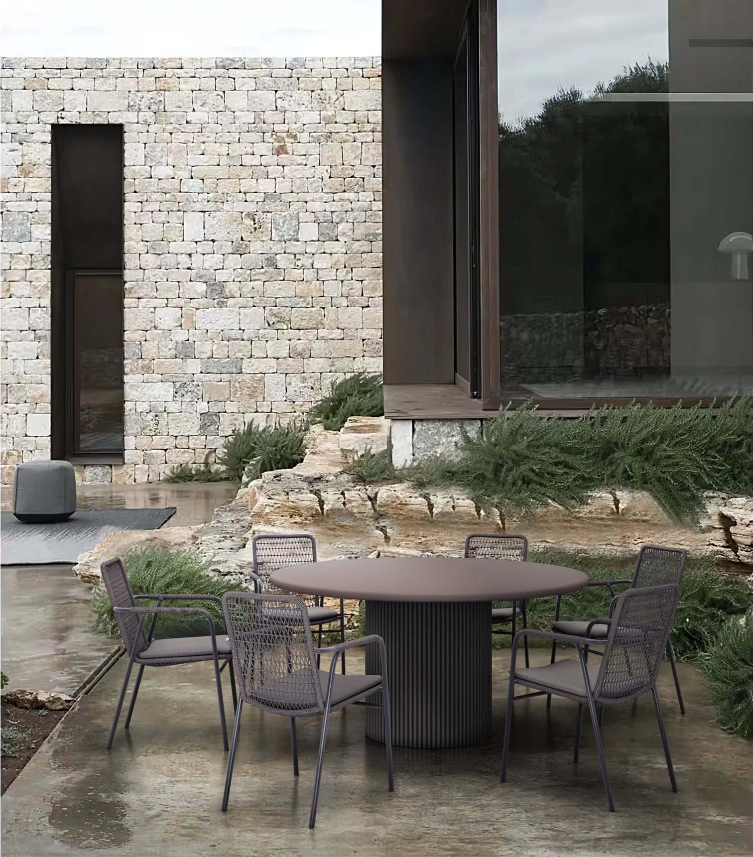 Milos Stackable Carver Chair | Aluminium & Rope