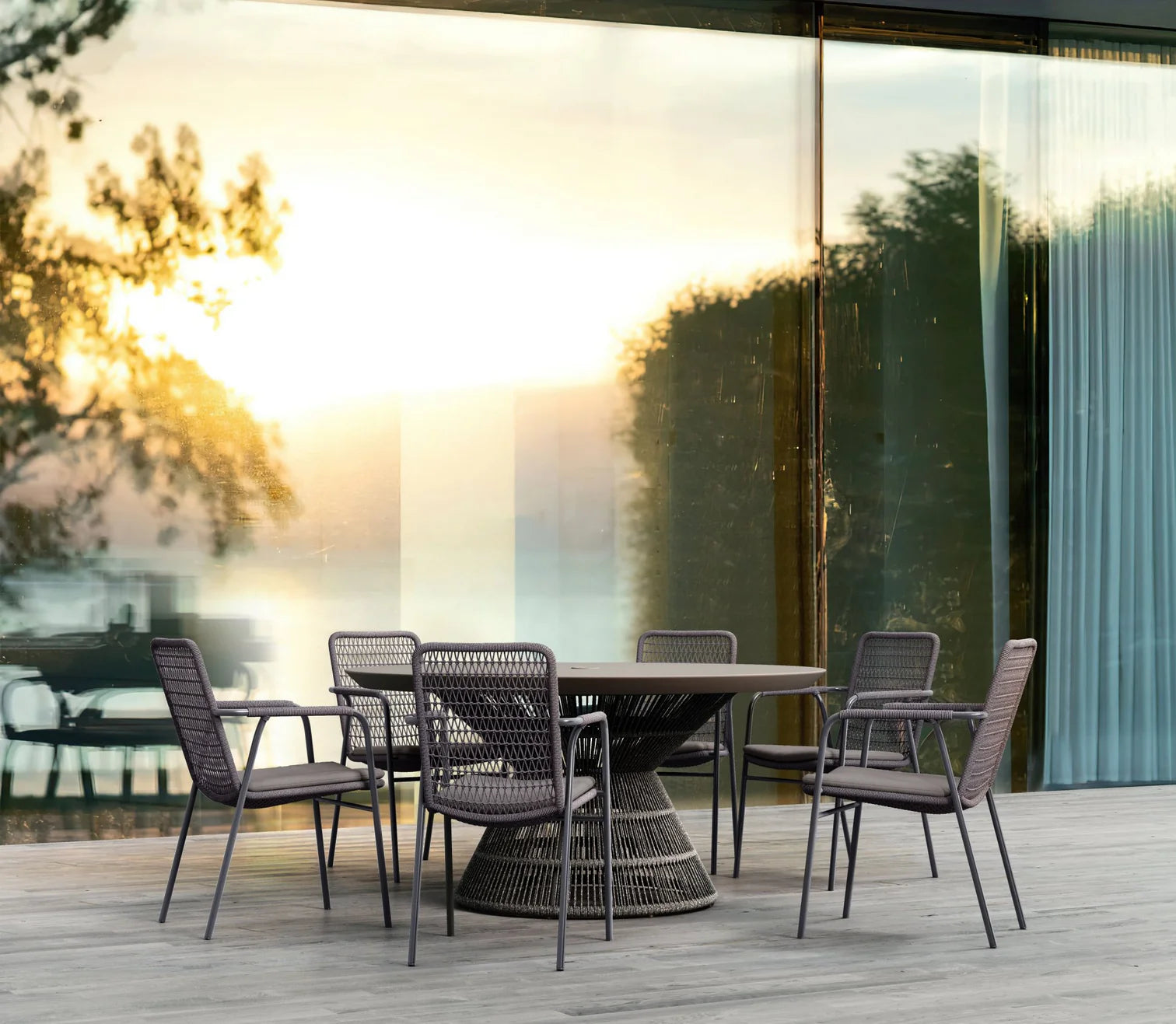 Milos Stackable Carver Chair | Aluminium & Rope