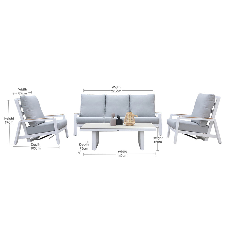 Boston V3 4 Pc Recliner Outdoor Lounge Setting