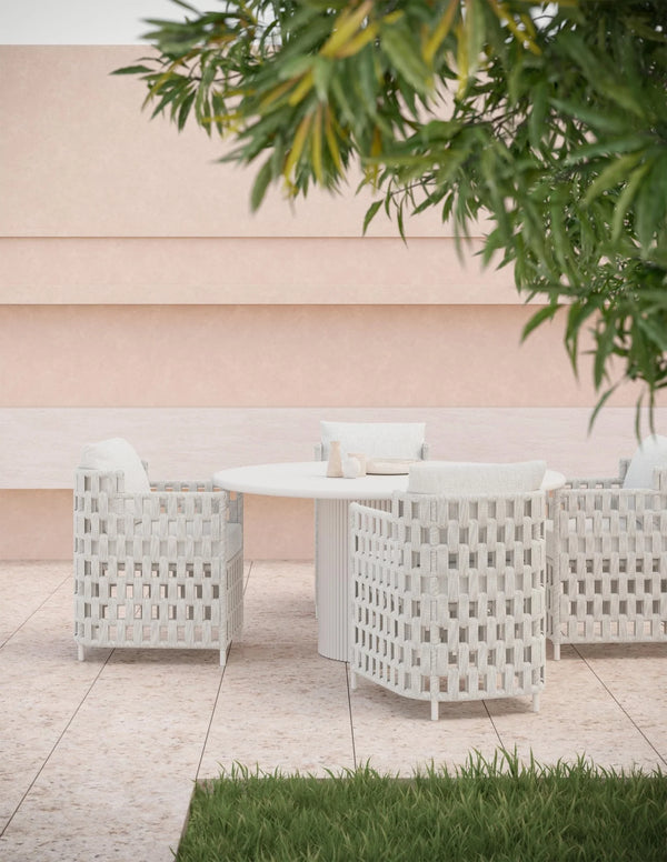 Santa Cruz Carver Chair | White Aluminium & Wicker