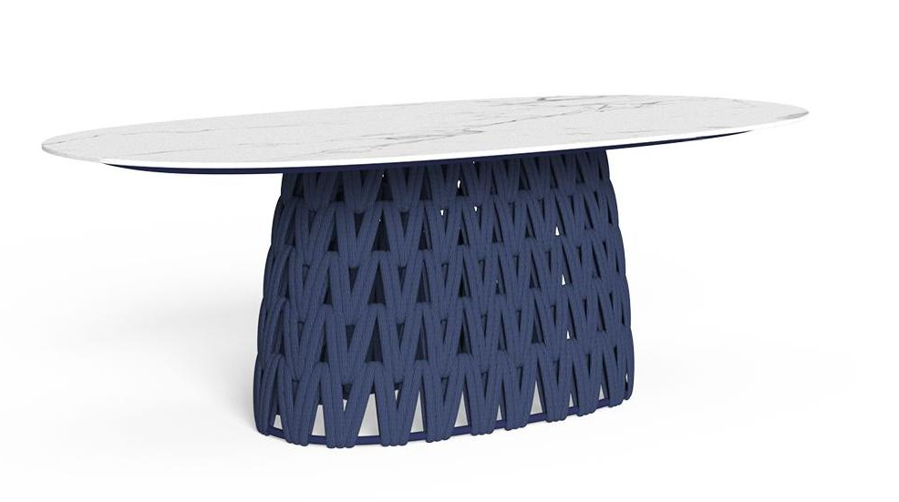 Swipe Outdoor Dining Table | Blue Aluminium & Rope