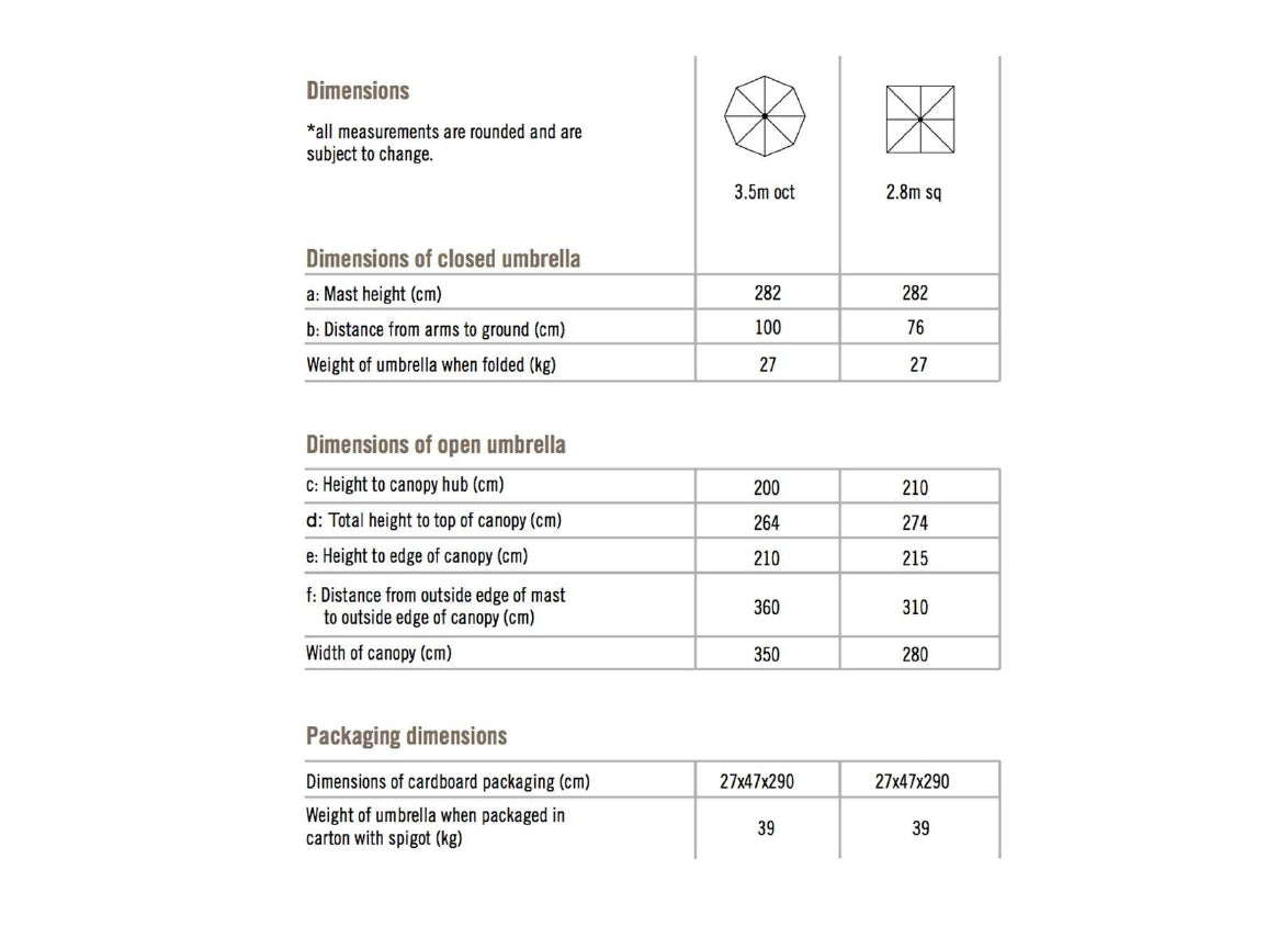 Aurora 350cm Octagonal Umbrella with Base(100% Solution Dyed Olefin®)