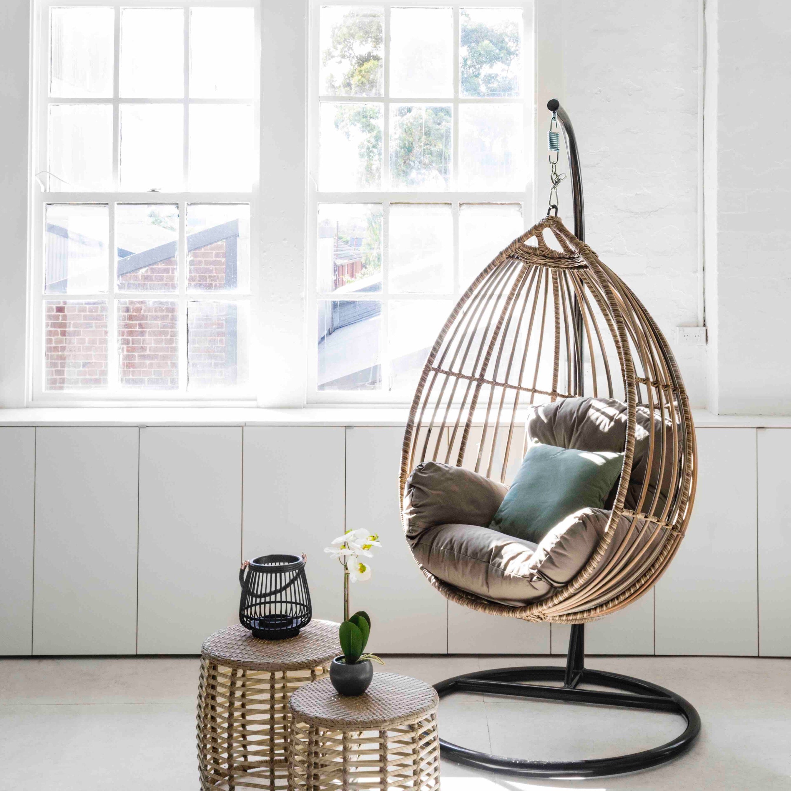 Cocoon Premium Solarfast® wicker hanging Egg chair HANGING EGG Nest - OSMEN OUTDOOR FURNITURE-Sydney Metro Free Delivery