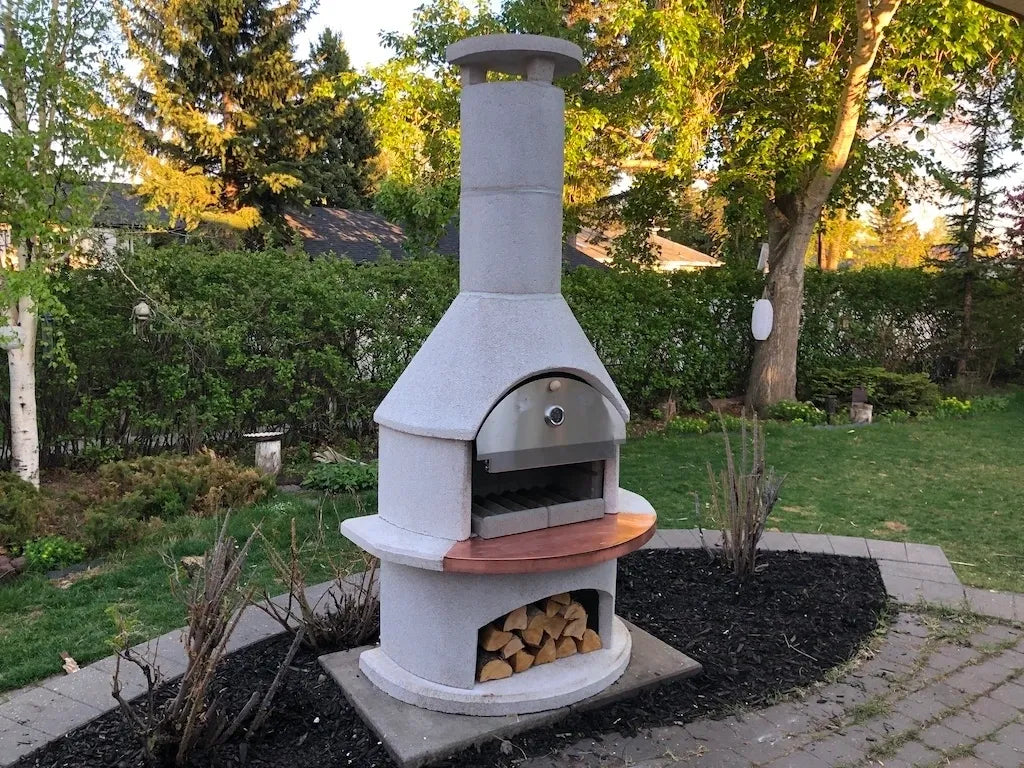 Outdoor Fireplace & BBQ | Rondo (White/Mocca/Grey)