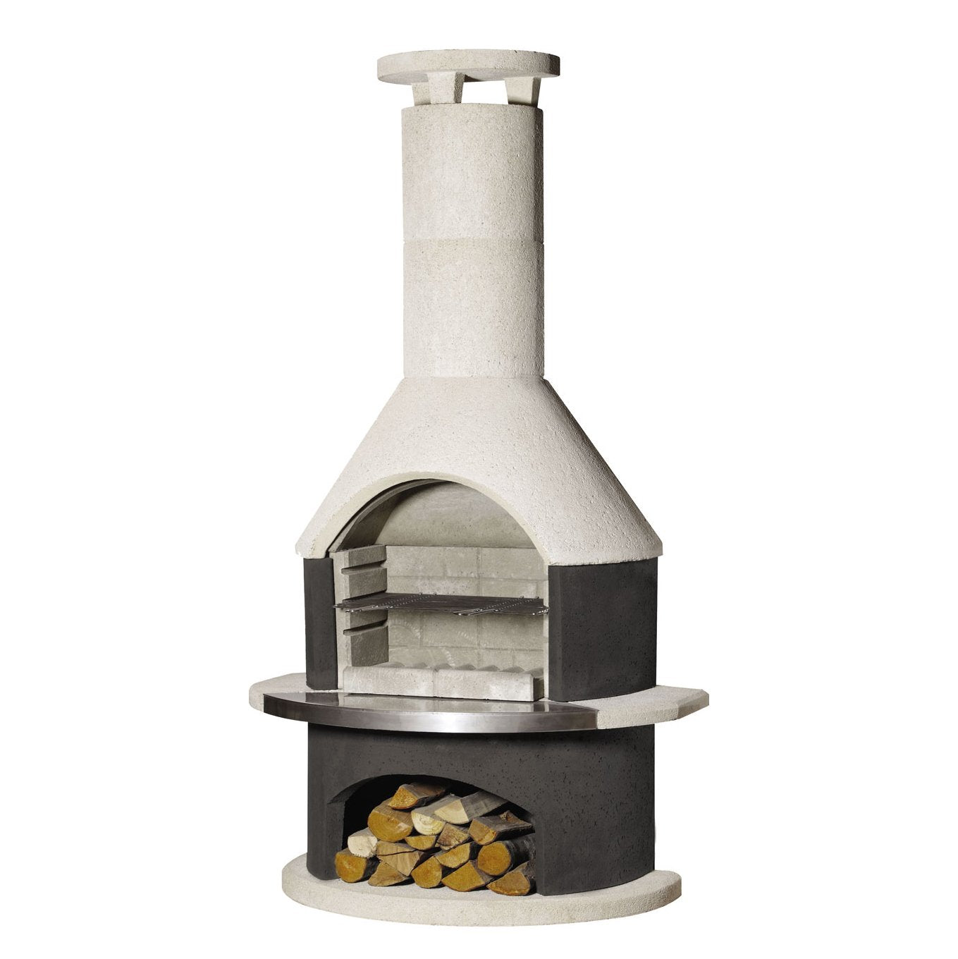 Outdoor Fireplace & BBQ | Rondo (White/Mocca/Grey)