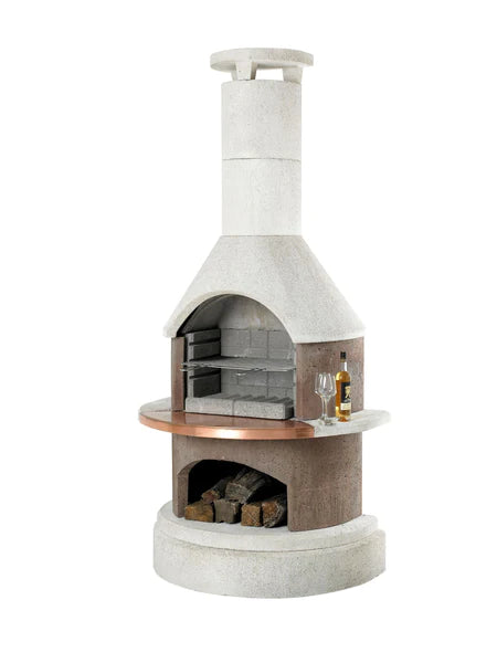 Outdoor Fireplace & BBQ | Rondo (White/Mocca/Grey)