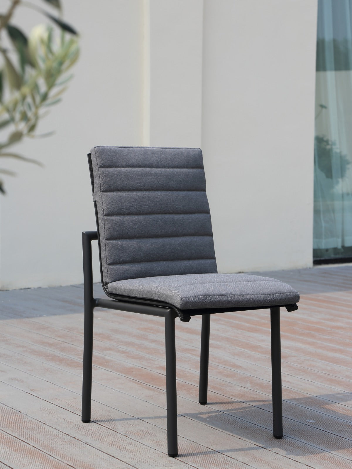 Tamarama Dining Chair Charcoal | White Aluminium